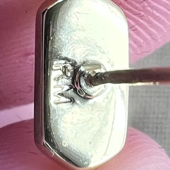 Rebecca Minkoff gold tone small bar stud earrings with bag - Picture 4 of 5